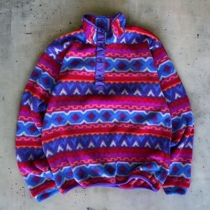 vintage MEC pattern synchilla snap fleece